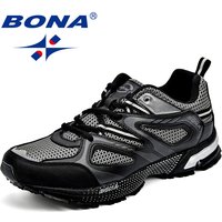 BONA New Arrival Classics Style Men Running Shoes Cow Split Mesh Men Sport Shoes Lace Up Outdoor Jogging Shoes