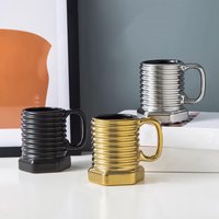 Spiral Hexagonal Coffee Mug 380ml Screw Design Heat Resistant Drinkware for Cappuccino Milk Tea Beer Home Cafe Restaurant Use