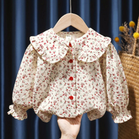 Girls Shirt 2024 Spring New Baby Long Sleeved Shirt Korean Fashion Doll Shirt Little Girl Fashionable Top Blouse for Girls