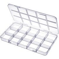 15-Grid Bead Organizer Box, Clear Plastic Storage Containers for Beads, Jewelry, Nail Art, Buttons, Diamond Painting 2/5/10 Pack