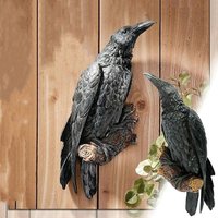 Fake Raven Resin Statue Crow Bird Sculpture Halloween Garden Decoration Realistic Outdoor Courtyard Animal Decor Ornament