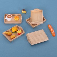 2PCS Dollhouse Miniature Food Tray Set Wood Box for Kids Doll House Kitchen Toy Enhancing Imaginative Play and Fine Motor Skills