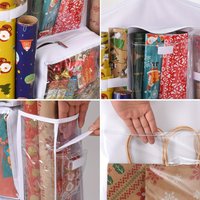 Double-Sided Gift Wrap Organizer with Multiple Pockets Wrapping Paper Organizer Wall-Mounted for Christmas Halloween New Year