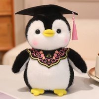 Newest Dr. Penguin Doll with a Hat Kawaii Stuffed Plush Toy Figure Doll Cartoon Anime Cute Throw Pillow Kids Birthday Gift Doll