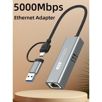 5Gbps USB to Ethernet Adapter RTL8157 Chipset 5000Mbps USB3.2 to RJ45 Network Converter for Laptop Support 5G, 2.5G, 1G, 100Mbps