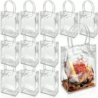20pcs Clear Gift Bags With Carrying Handles,Plastic Clear Gift Bags Clear Gift Bags,Suitable For Boutique Wedding Birthday Party