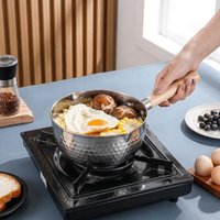 Wood Handle Snow Pot - Stainless Steel Flat Bottom Soup and Milk Pot, Non-Stick Stew Pot for Home Cooking and Meal Prep