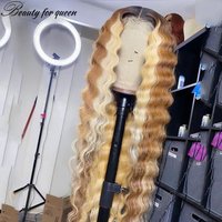 High Quality Brown Highlight Blonde Color 13x4 Lace Front Wigs 180% Density Customize Beauty Hot Sale Wear And Go For Women