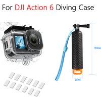 60M Waterproof Diving Case for DJI Action 6 Underwater Housing with Floating Hand Grip Anti-Fog Inserts Protective Accessory