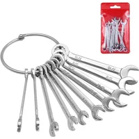 10pcs Mini Spanner Wrenches Set Key Ring Spanner Explosion-proof Pocket British/Metric Type Wrenches