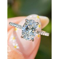 GRA 1ct Real Oval Moissanite Diamond Ring for Women 925 Sterling Silver Anniversary Party Gorgeous High Quality Fine Jewelry