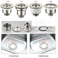 2Pcs 110mm 140mm Stainless Steel Kitchen Sink Drain Strainer Basket