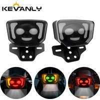 Universal Motorcycle Rear License Plate Holder Bracket with Tail Light RGB skull Style Dynamic Turn Signal Acrylic shell 12V