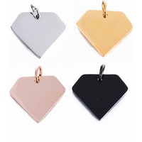 5Pcs Stamping Blank Stainless Steel Diamond Shape Charms Metal Tags Pet ID Name Tags DIY Pendants Jewelry Makings