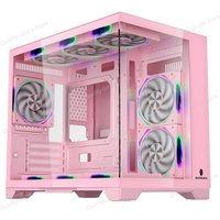 Columnless MATX Motherboard Computer Chassis 360 Water-cooled Sea View Room Chassis Powder