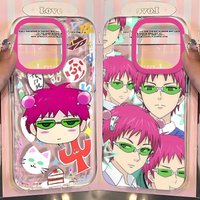 Cute Kitty Boy Saiki Kusuo Clear Space Case For iPhone 11 12 13 14 15 16 Pro Max Mini X Xs XR 7 8 plus Se2020 Cartoon Character