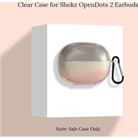 Clear Gradient Pink Case for Shokz OpenDots 2 Open-Ear Earbuds Shockproof Soft TPU Protective Cover Accessories with Carbiner