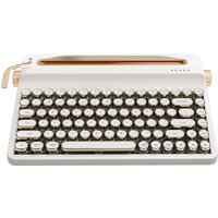 YUNZII QL75 White Wireless Mechanical Keyboard, QMK/VIA Programmable RGB Vintage Typing Keeb for Mac/Win, Typewriter Aesthetic