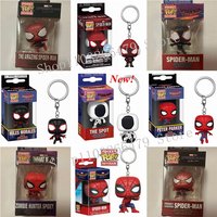 Funko Pocket Pop KeyChain Super Heroes spiderman Miles Morales Keychains Toy Bobble Head Keychain Vinyl Action Figures Toys