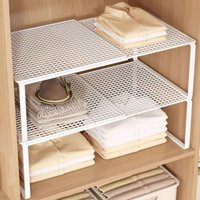 Expandable Metal Storage Shelves Adjustable Closet Organizers and Storage Shelves for Wardrobe Kitchen Pantry Shoe Rack