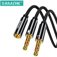 SAMZHE 3.5mm Audio Splitter AUX Cable 3.5 Jack Female to 2 Male Audio Extension Y-Splitter For Headset to PC Adapter