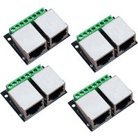 N84R 4PCS RJ45 Ethernet Dual Female Terminal Breakout Board,3.5mm Pitch Connector Board Shielded Network Adapter Terminal