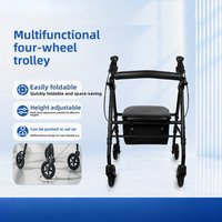 4 Wheel Rollator Walker With Seat Elderly Post-op Rehabilitation Walking Cart