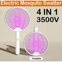 4 In 1 Electric Mosquito Killer Upgraded Foldable Handheld Bug Zapper USB Rechargeable Fly Swatter With UV Light Trap for Home