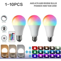 1-10PCS Smart RGBW LED Bulb Spotlight AC220V E27 10W 15W 20W with Infrared Remote Control Suitable for Colorful Home Lighting