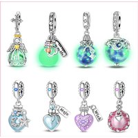 925 Sterling Silver Wish Bottle Charms Beads Fit Original Bracelets Bag Keychain Charms Beads Pendant Diy Women Jewelry Gift