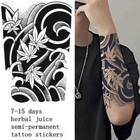 Snake Dark Semi-permanent Juice Herbal Tattoo Sticker Full Arm Gear Death Flower Leg Waterproof Fake Tatto Lasting Art Men Women