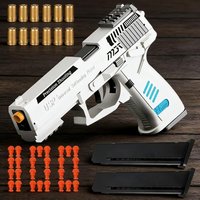 Shell Simulation Toy Gun Automatic Pull Back Action, Soft Bullet Dart Blaster Shooting Game Educational Model Toy for Kids