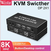 2x1 DP USB KVM Switcher KVM Dual-port DisplayPort KVM Switch 2 Port 8K 30Hz 4K60hz 2 in 1 out mouse&keyboad supported