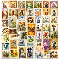 10/30/50PCS Vintage Stamp Style PVC Sticker Aesthetic Colorful Decoration Scrapbooking Stationery School Supplies
