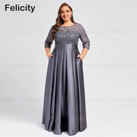 Plus Size Mother of the Bride Dress 2025 Customized A-line Satin Appliques Bow Formal Wedding Guest Dresses فستان حفلا