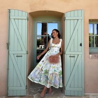 Elegant 2025 New Cross-Border Women's U-Neck Sleeveless Waist-Cinching Holiday Style Dress City Walk Polyester Dress