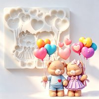 Bear Heart Balloon Silicone Sugarcraft Mold Resin Tools Cupcake Baking Mould Fondant Cake Decorating Tools