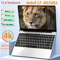 Ordinateur portable 15,6" Intel Core i7 8650U Windows 32 Go de RAM 2 To de SSD avec déverrouillage par empreinte digitale, ordinateur ultra-fin pour le bureau et les études