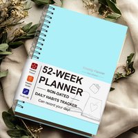 52 Week Weekly Planner Non Dated A5 Spiral Notebook with Habit Tracker Weekly Goals to Do List Productivity Journal