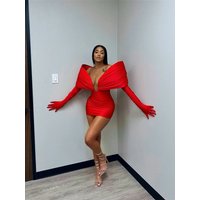 Stunning New Red 2026 Prom Gown With Two Gloves Off Shoulder Birthday Party Cocktail Dresses Robe De Bal Custom-Made Customized