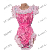 Pink Fruit Green Satin Crossdresser Jumpsuit Pleated Patchwork Sexy Sissy Dress up Adult Giant Baby Party Costume Customizable