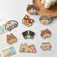 9-Piece Set of Cartoon Cat and Dog Self-Adhesive Embroidered Patches for Clothes and Bags DIY Decorative Patches