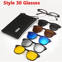 6 In 1 Spectacle Frame Men Women With 5 PCS Clip On Polarized Sunglasses Magnetic Glasses Male Computer Optical 2022