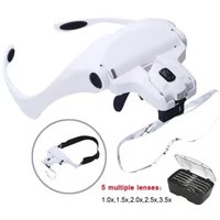 Magnifying Glasses LED Light Lamp Head Loupe Jeweler Headband Magnifier Eye Glasses Optical Glass Tool Repair Reading Magnifier