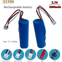 XH2.54-3P Plug 21700 Lithium Ion Rechargeable Battery 3.7V 5000mAh with PCB for Speakers Radios Headlights Toys Etc. 4.2V