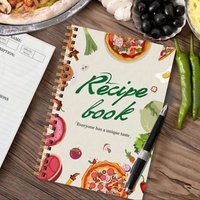 A5 Recipe Book with Full-Color Pages, Spiral Binding, Ingredient & Step Sections, DIY Cooking Journal for Food Lovers & Home Chefs
