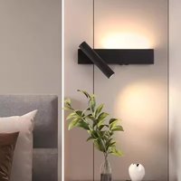 Prosta lampka nocna LED do sypialni, obrotowa, z włącznikiem, kinkiet, oświetlenie ambientowe, nowoczesna lampa do gabinetu, salonu, tła, korytarza.