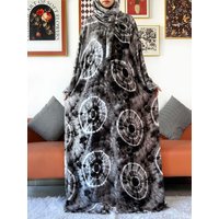 New Muslim Tie-dry Cotton Lady Abaya Ramadan Prayer Garment Dubai Turkey Middle East Femme Robe Loose African Dress Turban Joint