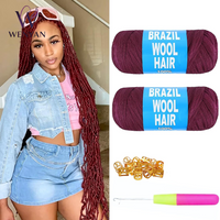 4 Pcs Brazilian Wool Synthetic Hair for Braids Acrylic Hand Knitting Yarn for Braiding Hair Crochet Hair Extension
