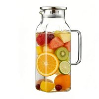 2L Drinks Bottle With Handle,Lid Glass Water Pitcher Thickened Juice Pitcher Household Tea Pitcher Tea Bottles Cold Water Cup